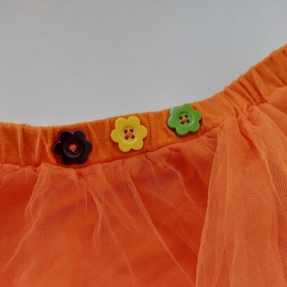 Orange gymboree tutu‎ Skirt 18-24m Flower Button Autumn Family Photos Halloween